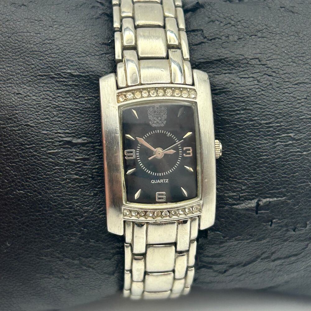 Paolo Gucci Silver-tone Rectangular Case St. Steel Women’s Watch New Battery